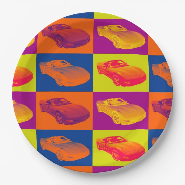 Plato De Papel Arte pop convertible del coche del músculo del (Anverso)