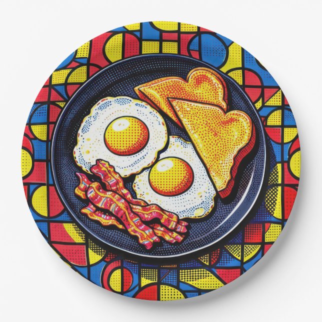 Plato De Papel Arte Pop del Desayuno (Anverso)