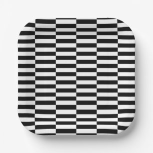 Plato De Papel arte pop grid cuadros blanco y negro minimalista