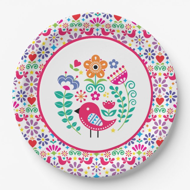 Plato De Papel Arte Popular Escandinavo (Anverso)