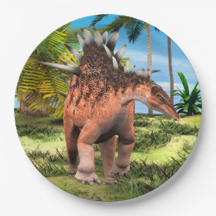 Plato De Papel Arte prehistórico de Kentrosaurus Dinosaurio Jungl