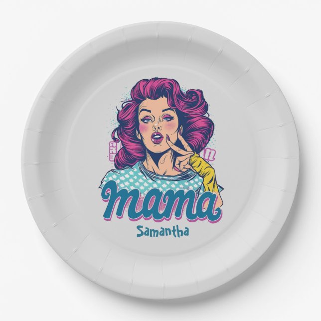 Plato De Papel Arte Retro Mama Pop Personalizado (11) (Anverso)