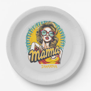 Plato De Papel Arte Retro Mama Pop Personalizado (17)