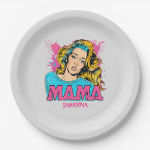 Plato De Papel Arte Retro Mama Pop Personalizado (20)