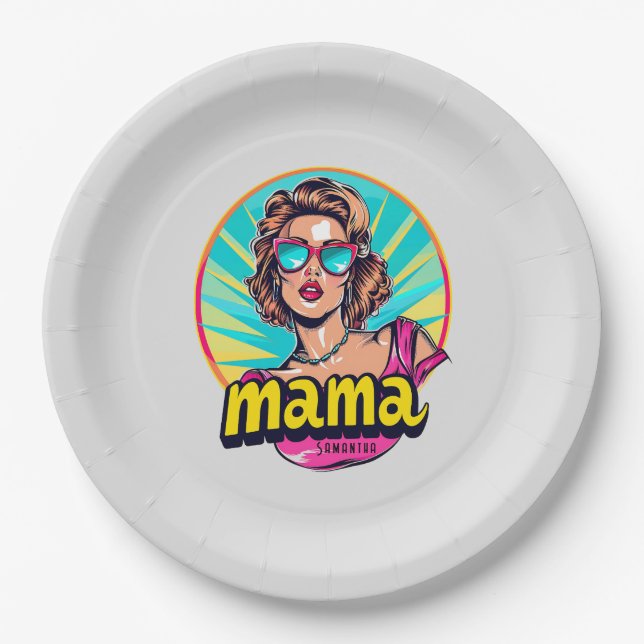 Plato De Papel Arte Retro Mama Pop Personalizado (3) (Anverso)