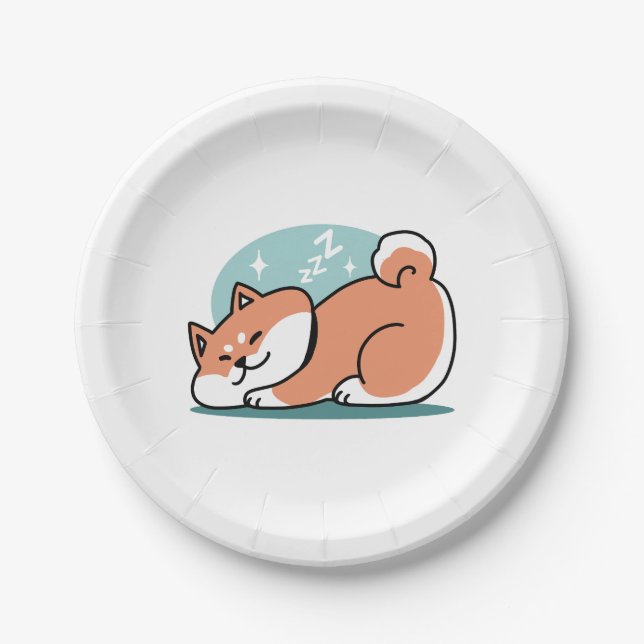 Plato De Papel Arte Shiba Inu relajado: Solo un Shiba bajo tierra (Anverso)