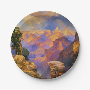 Plato De Papel Arte Thomas Moran, Gran Cañón con Arcoiris
