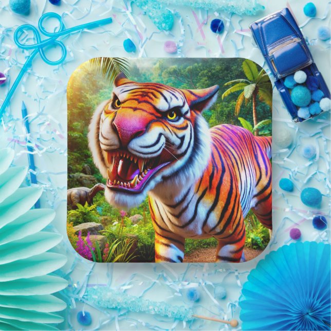 Plato De Papel Arte tigre (Fiesta)
