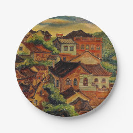 Plato De Papel Arte vintage de Tamsui y Chen Cheng-Po/Taiwan