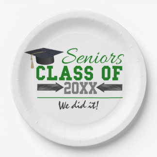 Plato De Papel Artículos de graduación verdes y grises