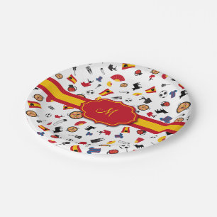 Plato De Papel Artículos españoles con la bandera para añadir 
