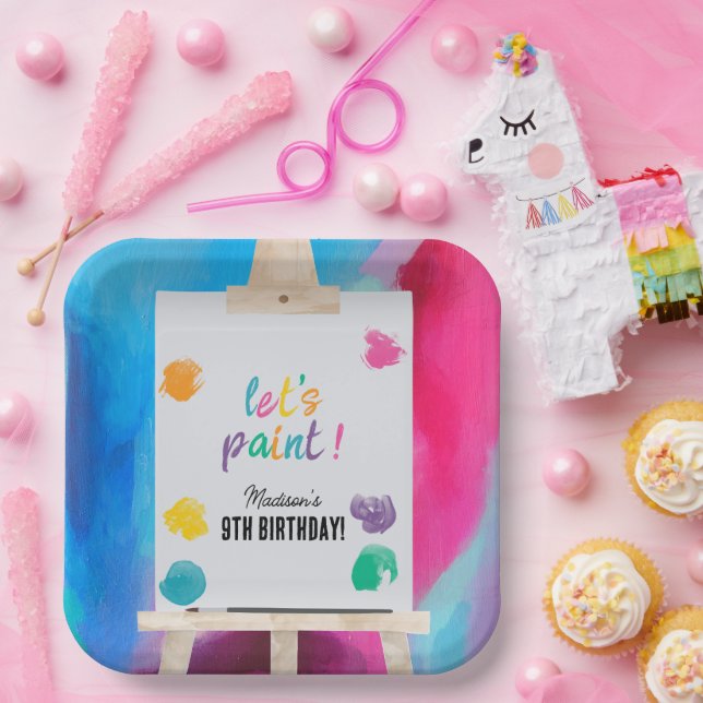 Plato De Papel Artista de pintura de arte Paint Birthday Theme (Fiesta)