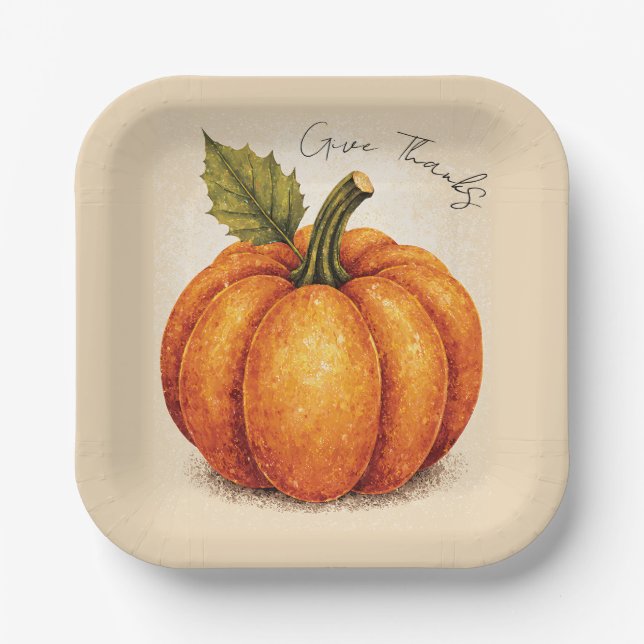 Plato De Papel Artistic Grain Thanksgiving Pumpkin (Anverso)