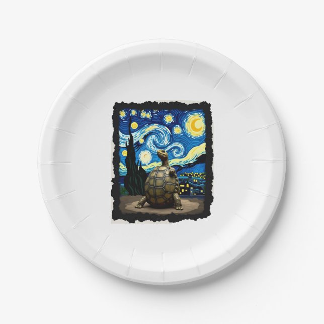 Plato De Papel Artistic Turtle Shirt  Starry Night Turtle (2) (Anverso)