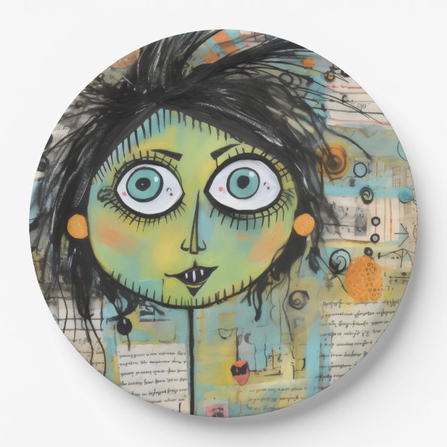 Plato De Papel ArtLady 15 Encantadora y angustiada (Anverso)