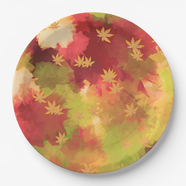 Plato De Papel Artsy Autumn Leaves (Anverso)
