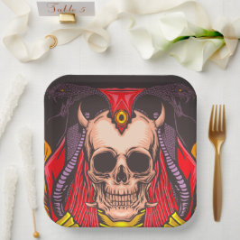 Plato De Papel Artsy Skull