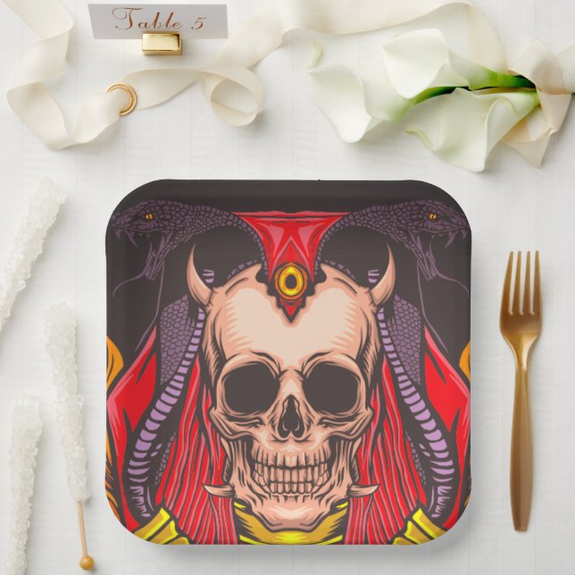 Plato De Papel Artsy Skull (Boda)