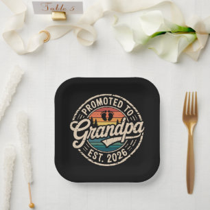 Plato De Papel Ascendido a Abuelo Est 2026 Embarazo Retro