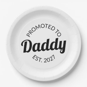 Plato De Papel Ascendido a Papá Desde 2027 Nuevo Papá Baby Shower