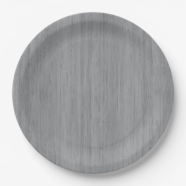 Plato De Papel Ash Gray Bamboo Wood Grain Look (Anverso)