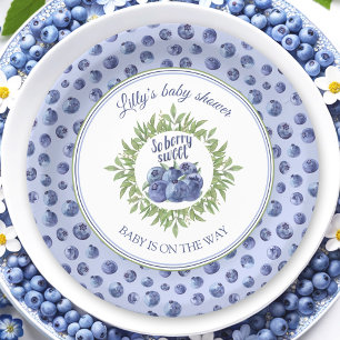 Plato De Papel Así que Berry Sweet Blueberry Blue Baby Shower