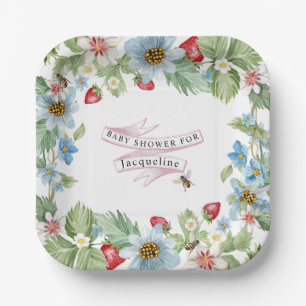 Plato De Papel Así que Berry Sweet Strawberry Baby Girl se va a l