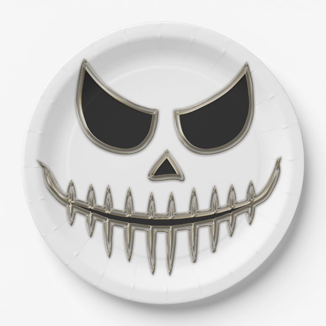 Plato De Papel Asombroso esqueleto de Halloween (Anverso)