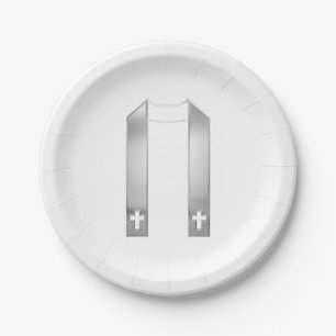 Plato De Papel Aspecto 3-D Stole del sacerdote plateado