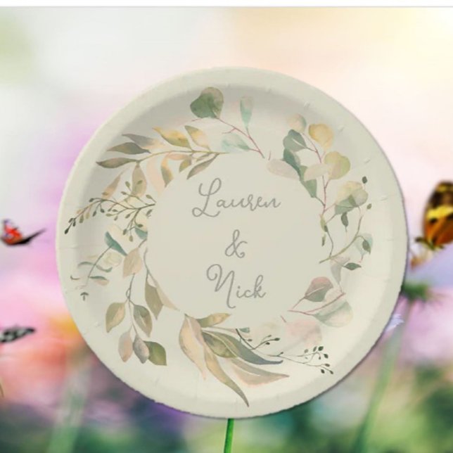 Plato De Papel ¡Aspecto botánico! Placas personalizadas de boda (Subido por el creador)
