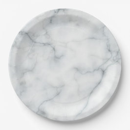 Plato De Papel aspecto de mármol blanco