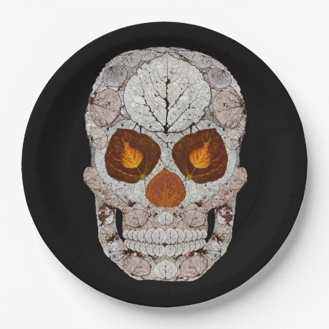 Plato De Papel Aspen Leaf Skull 11 (Anverso)