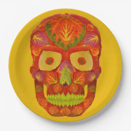 Plato De Papel Aspen Leaf Skull 16