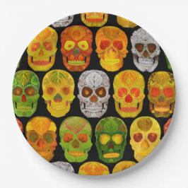 Plato De Papel Aspen Leaf Skulls sin fisuras patrón 2018