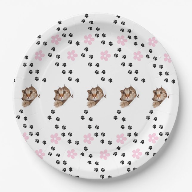 Plato De Papel Assiette en carton petit chaton (Anverso)