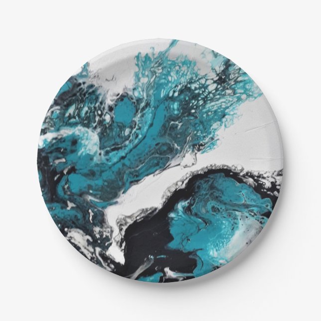 Plato De Papel Assiette en papier. Motif abstrait. Vagues Anetka. (Anverso)