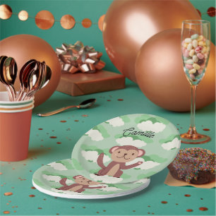 Plato De Papel Assiette singe prénom