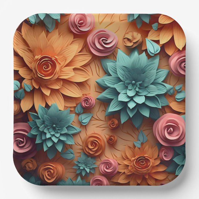 Plato De Papel Assiettes en carton Blooming Blossom (Anverso)