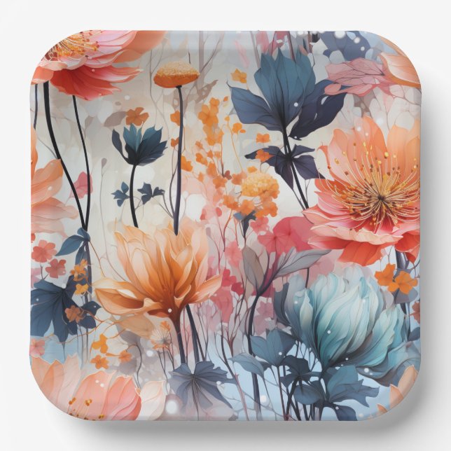 Plato De Papel Assiettes en carton Blooming Charm (Anverso)