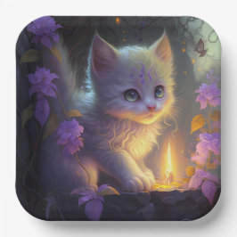 Plato De Papel Assiettes en carton chat Fleur