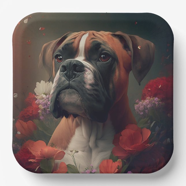 Plato De Papel Assiettes en carton chien Boxer (Anverso)
