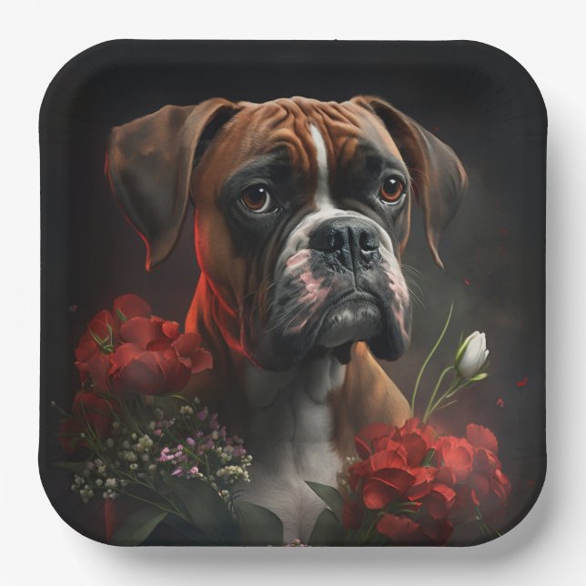 Plato De Papel Assiettes en carton chien Boxer (Anverso)