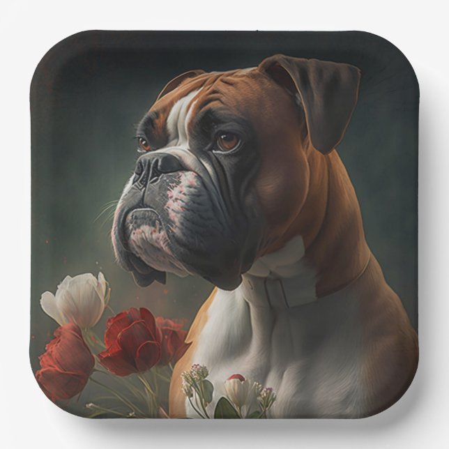 Plato De Papel Assiettes en carton chien Boxer (Anverso)