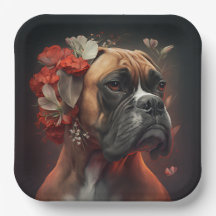 Assiettes en carton chien Boxer