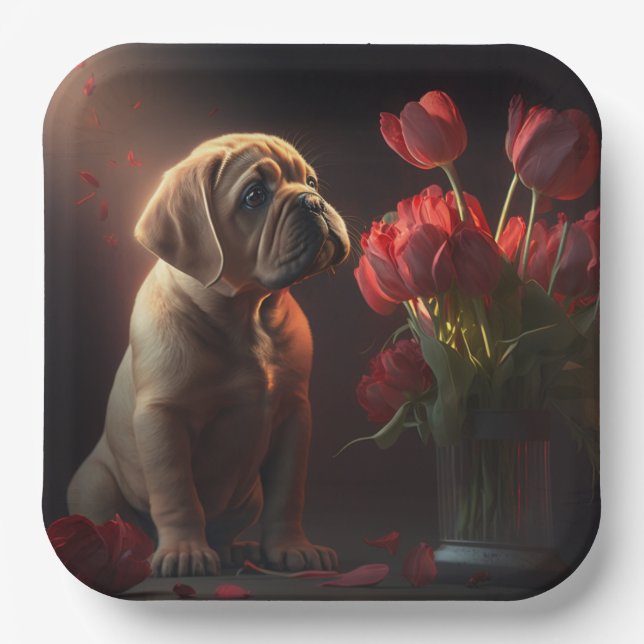 Plato De Papel Assiettes en carton chien Fleur (Anverso)