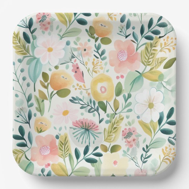 Plato De Papel Assiettes en carton Fleur (Anverso)