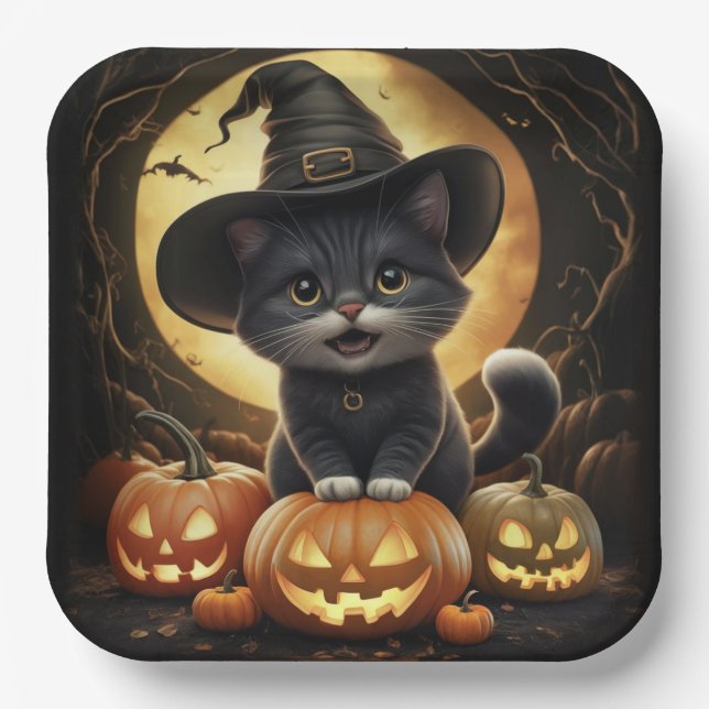 Plato De Papel Assiettes en carton  Série 1  Black Cat (Anverso)