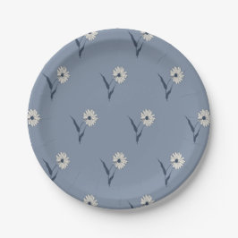 Plato De Papel Aster Botánico Disperso Delicado | Azul Desvaído