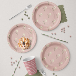 Plato De Papel Aster Botánico Disperso Delicado | Rosa Polvorient