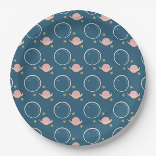 Plato De Papel Asteroide Luna Rosa Sol Galaxia Cumpleaños